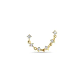 14k 6 Linked Prong Diamond Chain Double Stud Earring