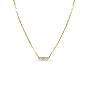 14k Baguette & 2 Prong Diamond Necklace