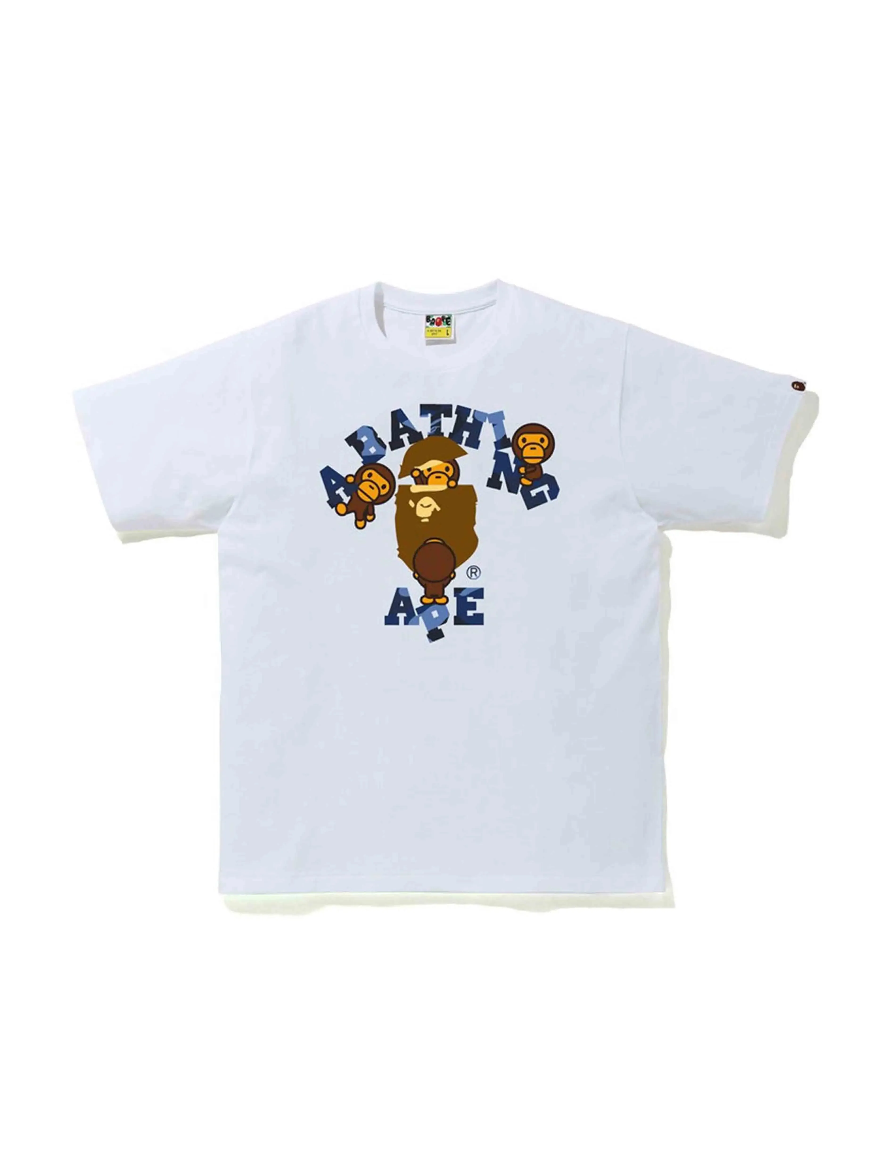 A Bathing Ape Colour Camo College Milo Tee White/Navy