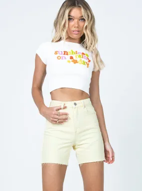 Abrand Claudia Cut Off Butter Shorts Yellow