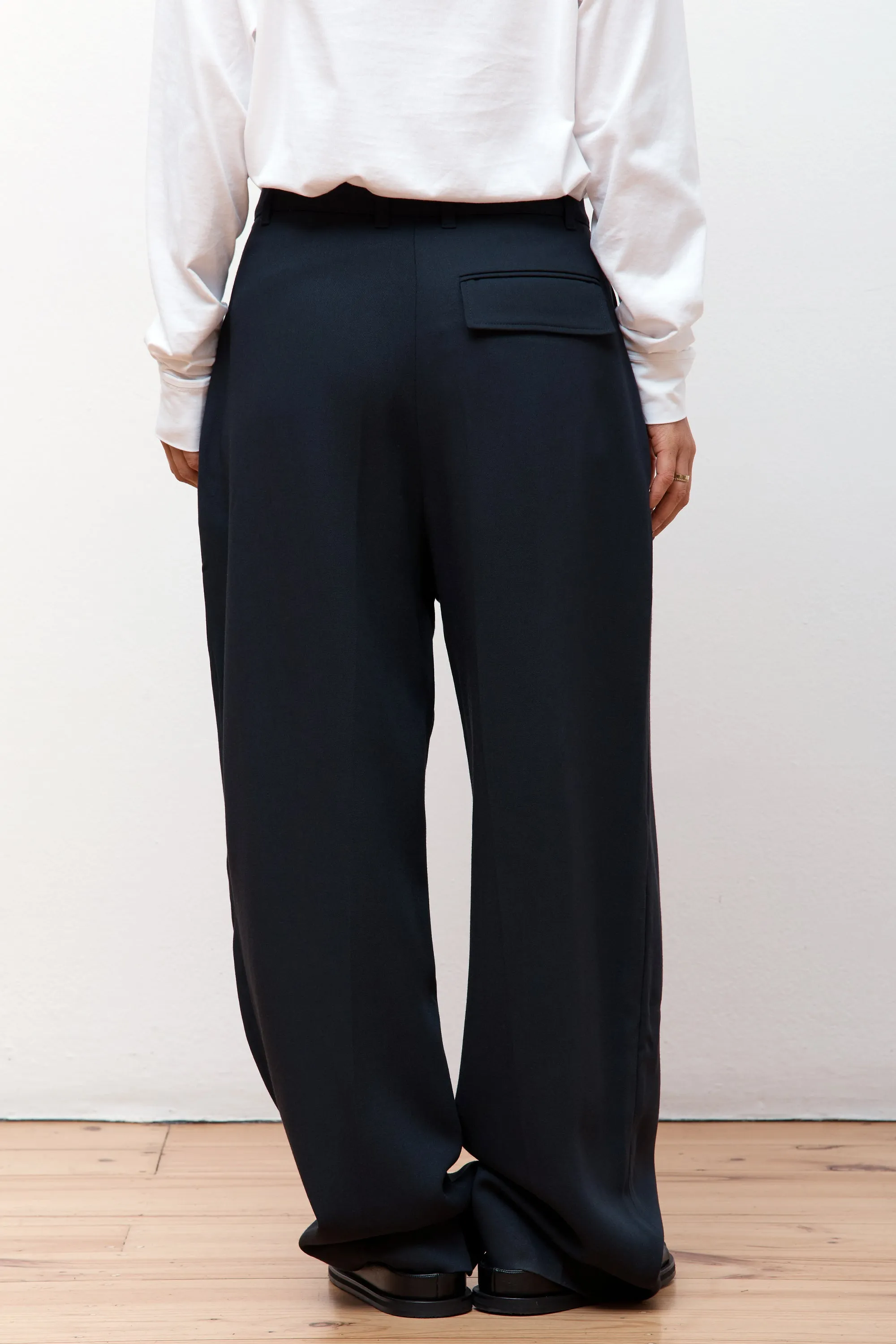 Acuna Double Pleat Wool Pant Darkest Navy