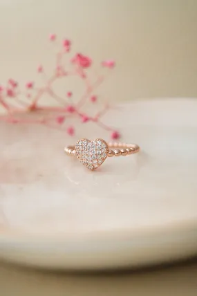 Adorable Cluster Heart Rose Gold Plated Sterling Silver Ring