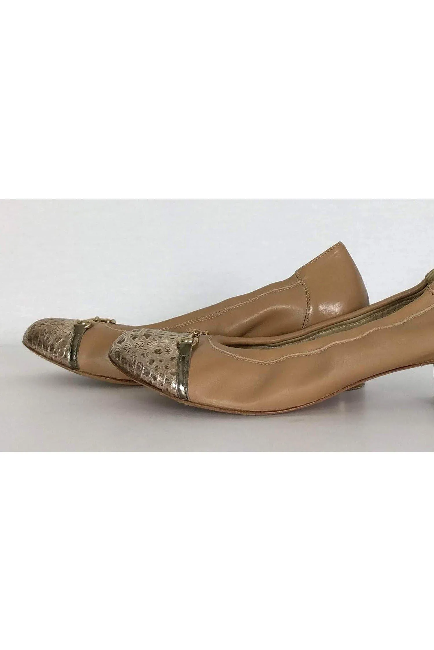 AGL - Gold & Tan Blocked Pumps Sz 12