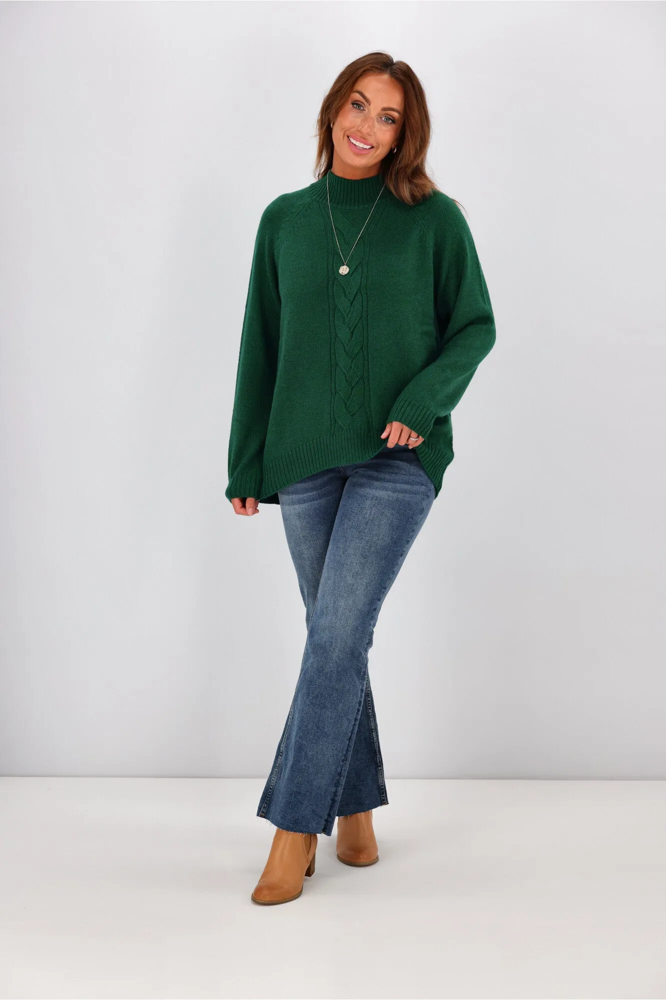 Alpine by Shine On Elijah Chunky Merino Polo Neck Jumper Emerald