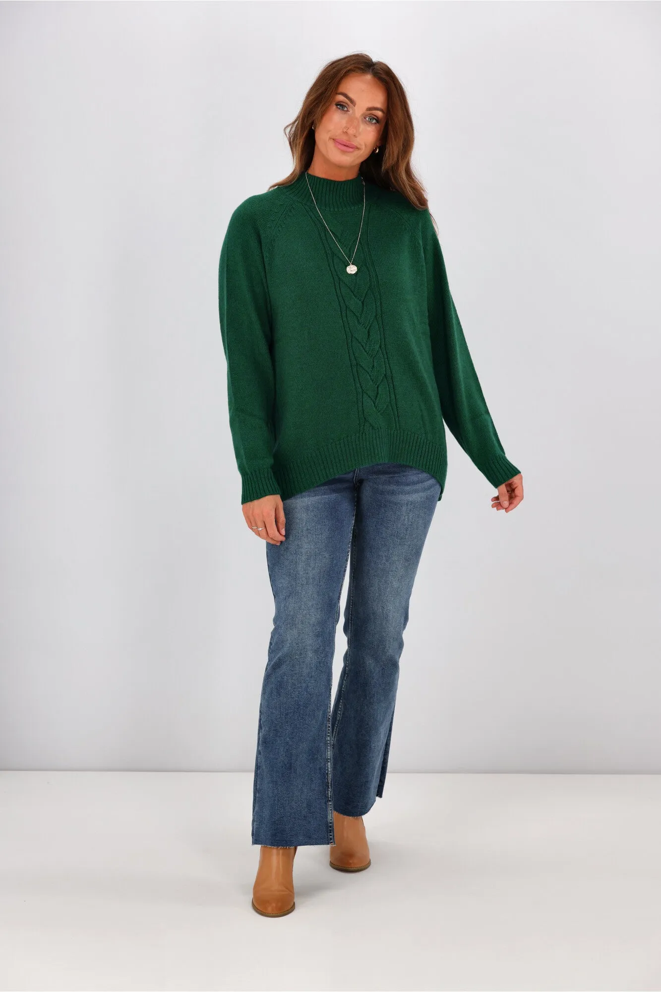 Alpine by Shine On Elijah Chunky Merino Polo Neck Jumper Emerald