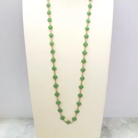 Apple Green Chalcedony Jeweled Chain Necklace