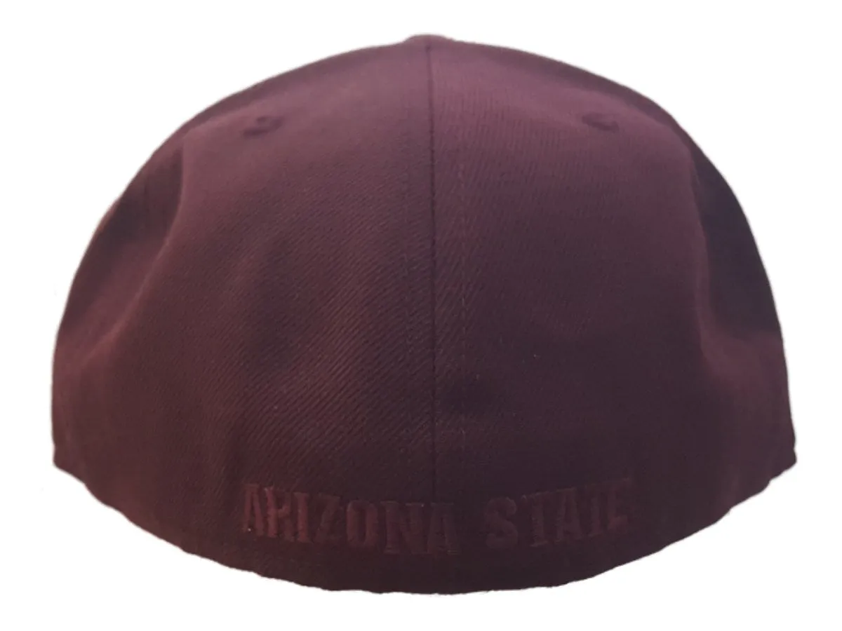 Arizona State Sun Devils Adidas Maroon Structured Flat Bill Hat Cap (7 3/8)