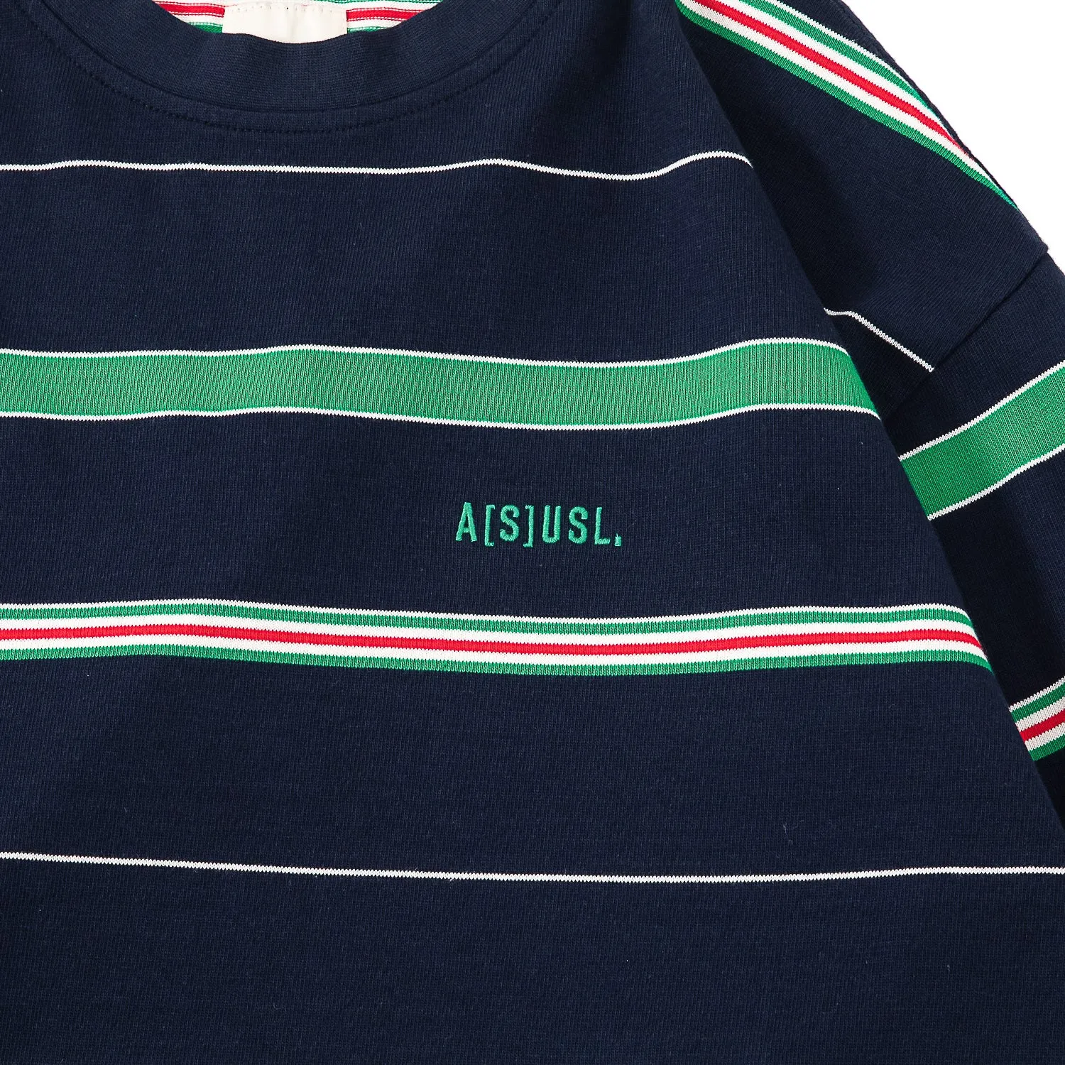 A[S]USL MULTI COLOR BORDER L/S TEE-NAVY