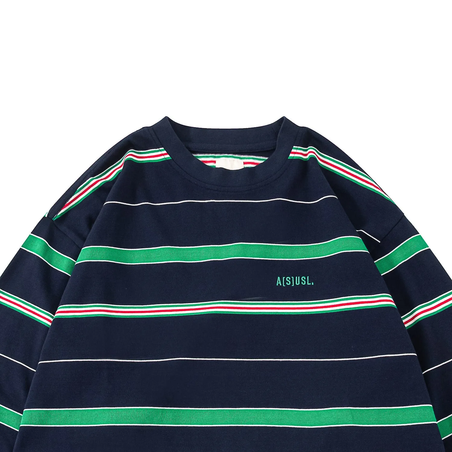 A[S]USL MULTI COLOR BORDER L/S TEE-NAVY