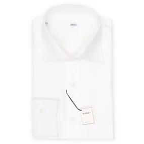 BARBA Napoli Handmade White Dobby Cotton Dress Shirt EU 45 NEW US 18