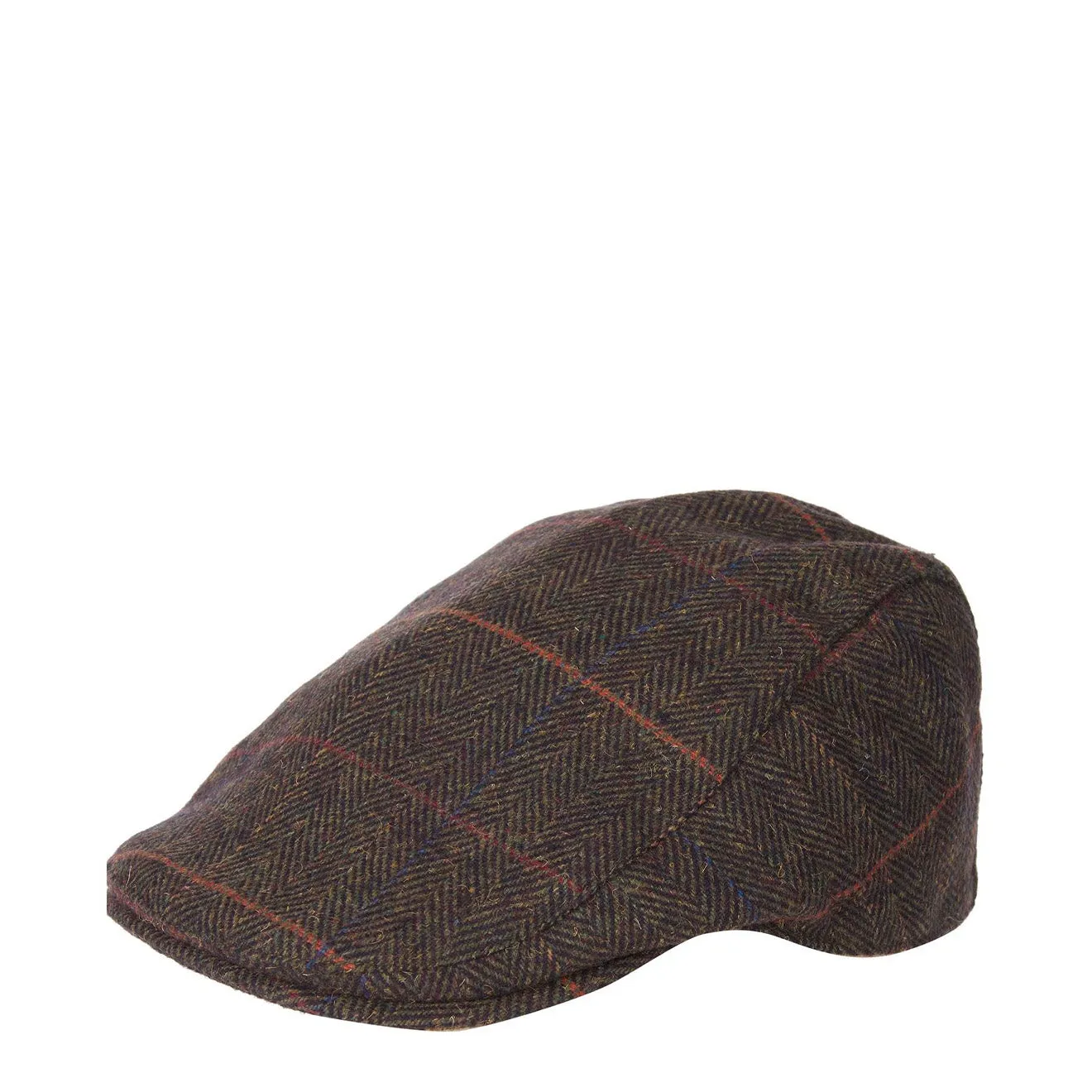 Barbour Cheviot Flat Cap Olive Herringbone