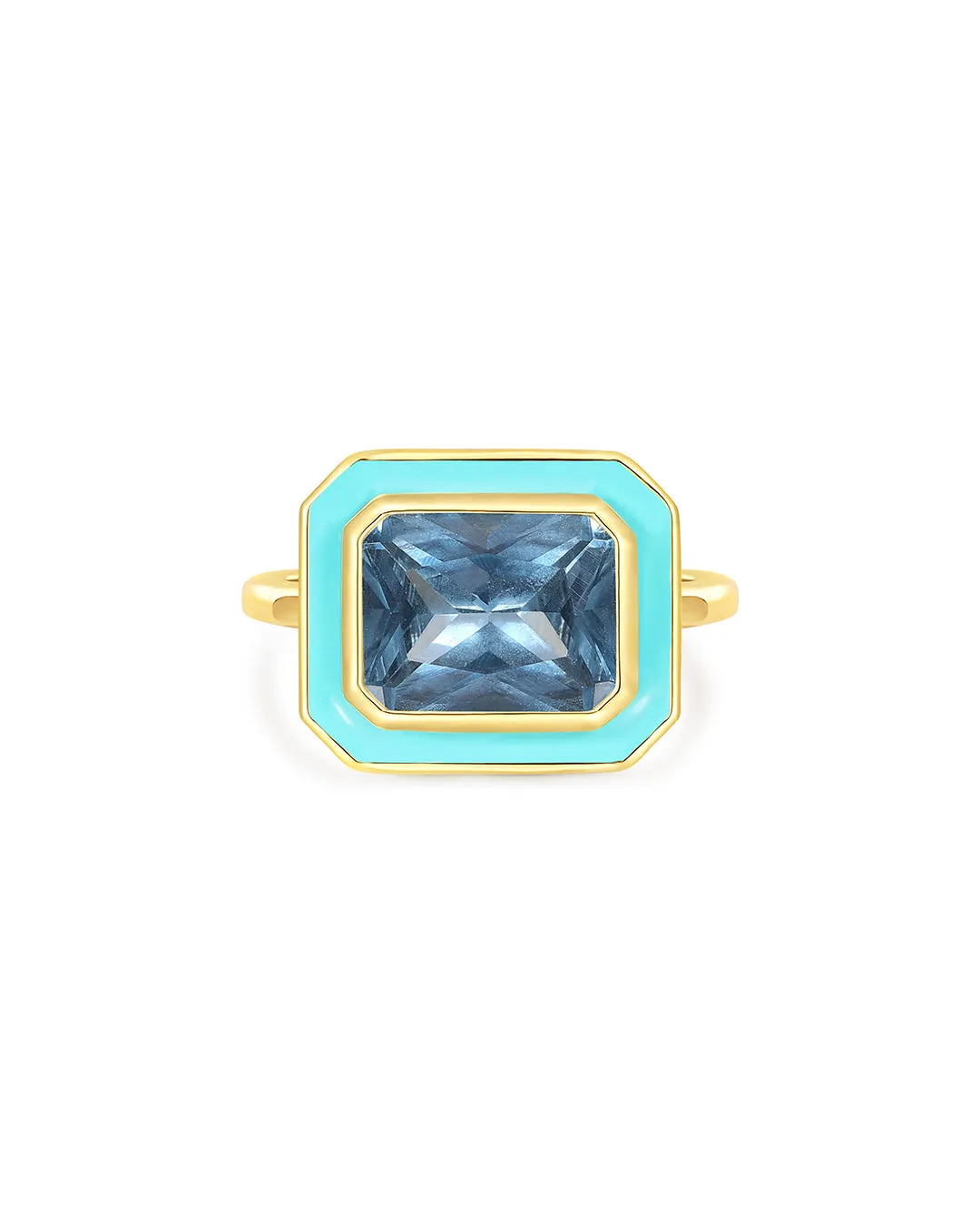 Bezel Statement Ring- Turquoise- Gold