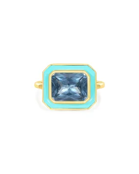 Bezel Statement Ring- Turquoise- Gold