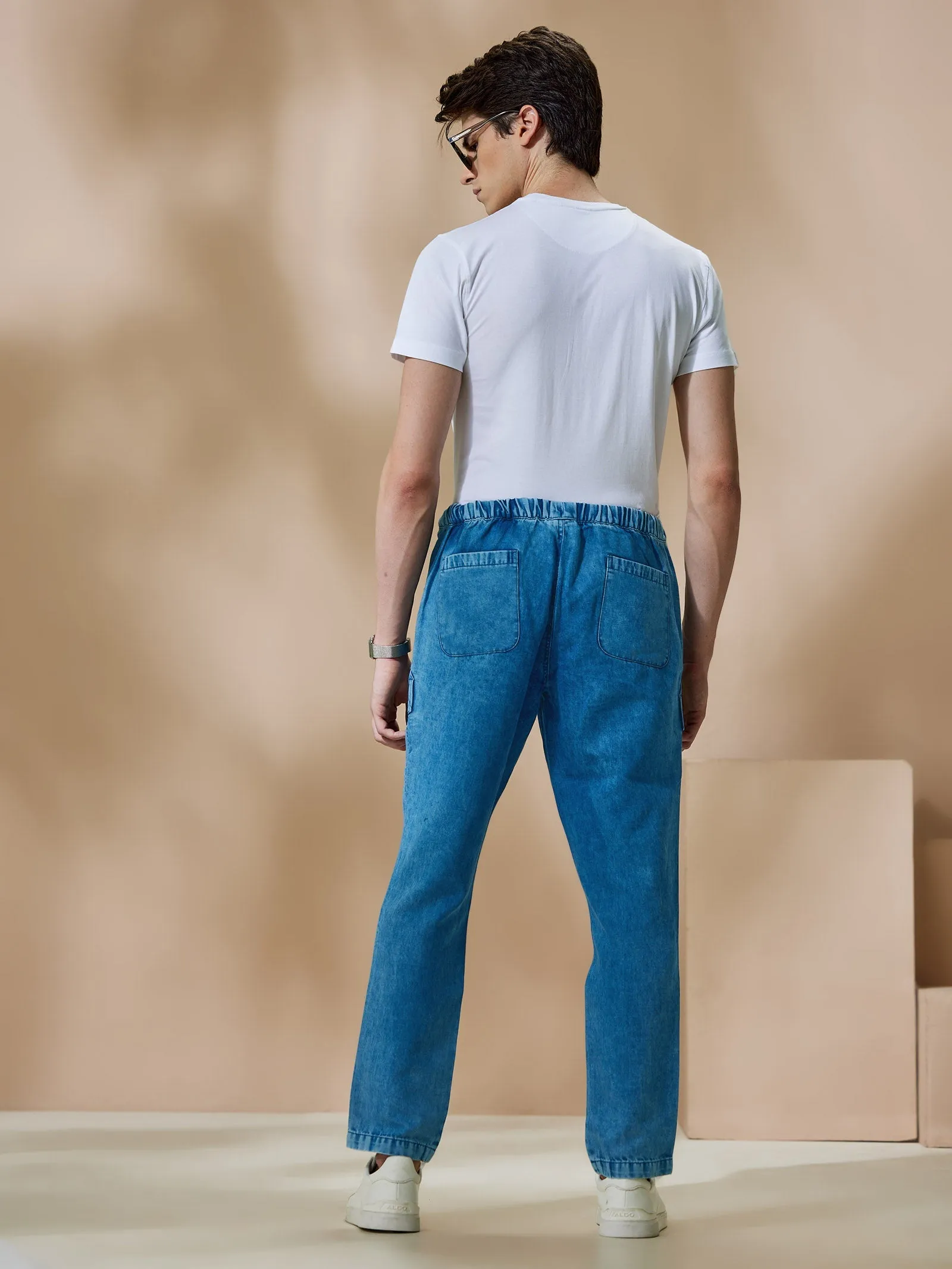 Blue Linen Travel Pant