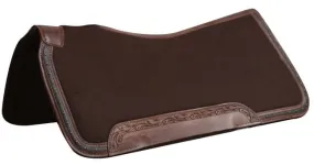 Brown Wool Memory Felt Leather Trim Saddle Pad