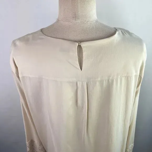 Bruno Cucinelli Cream Silk w Lace Cuffs Top