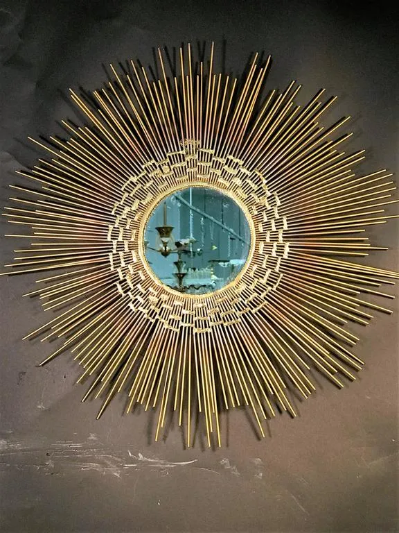 Brutalist Sunburst Mirror Wall Sculpture