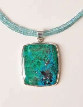 Chrysocolla and Aquamarine Beaded Necklace - One of a Kind