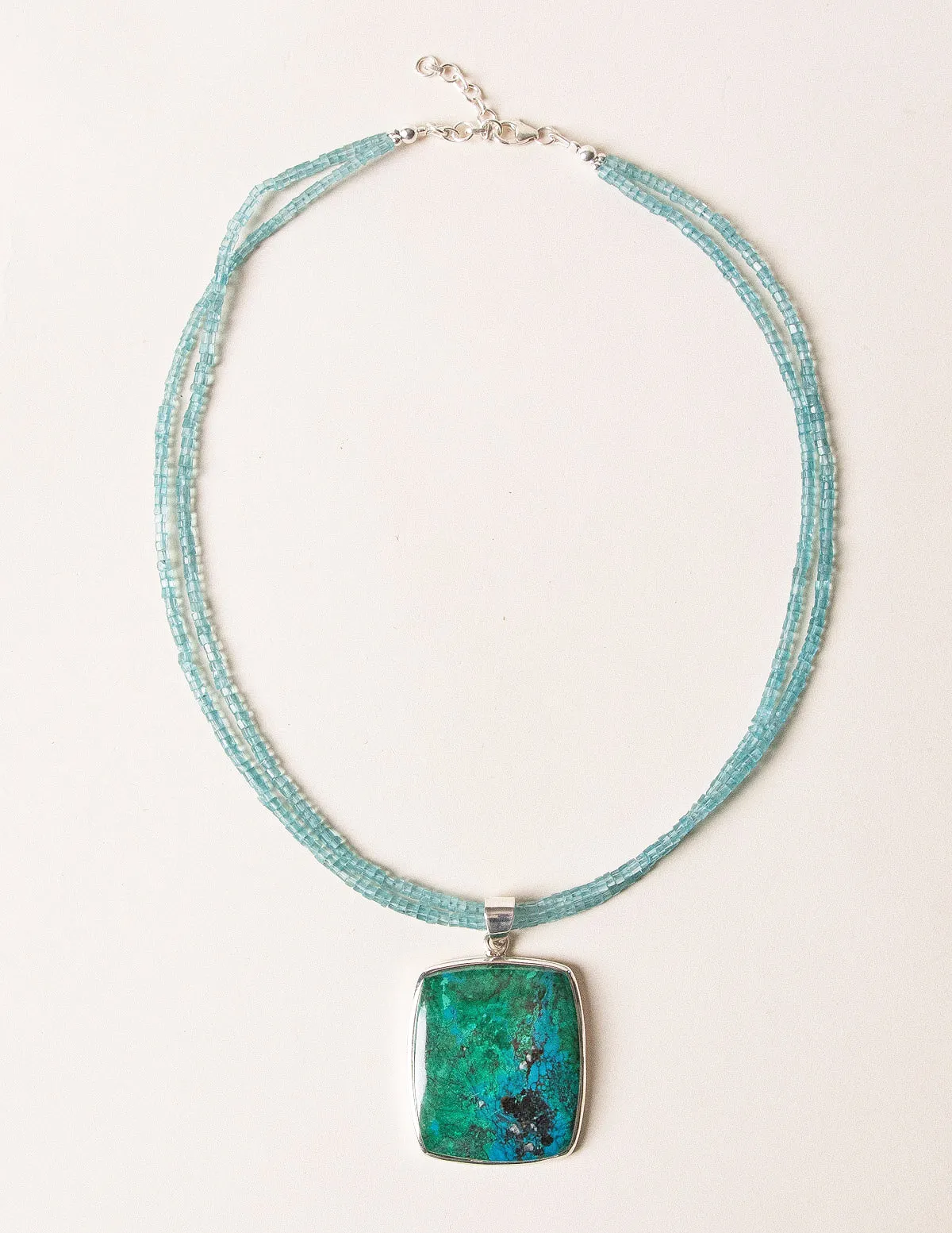 Chrysocolla and Aquamarine Beaded Necklace - One of a Kind