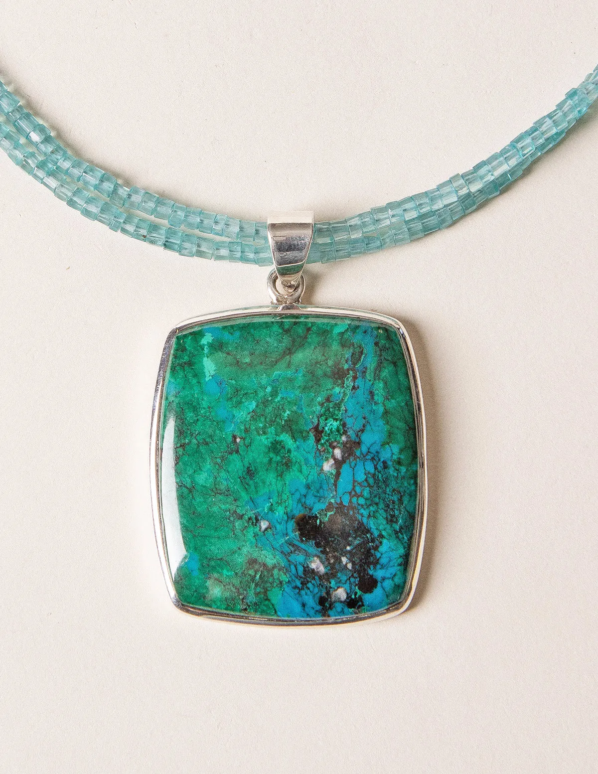 Chrysocolla and Aquamarine Beaded Necklace - One of a Kind