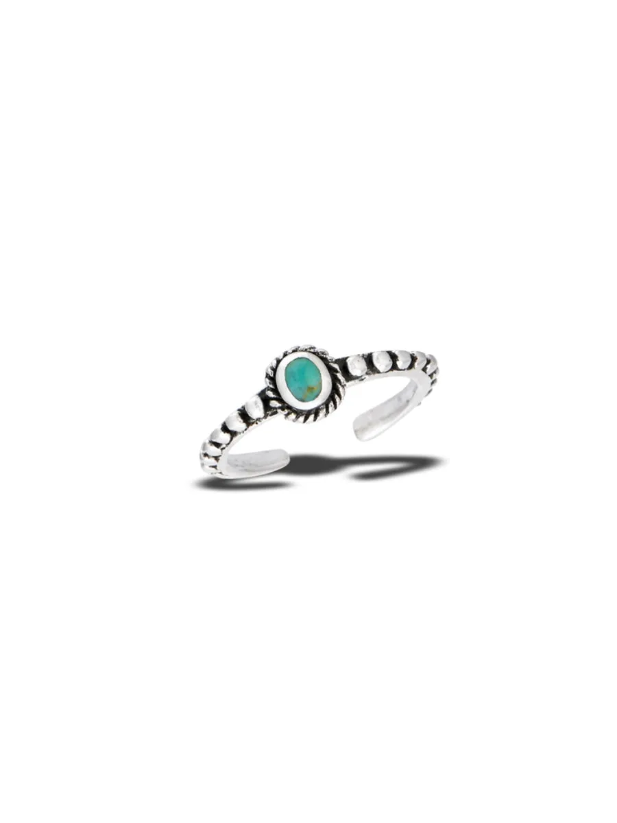 Detailed Turquoise Dot Toe Ring