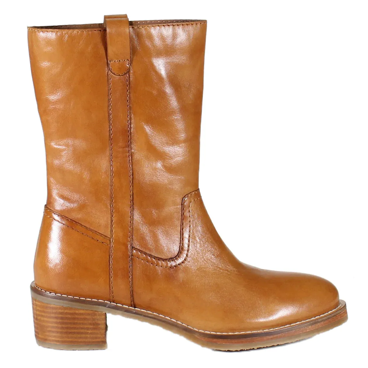 Diba True Crush It Midi Boots in Cognac Leather