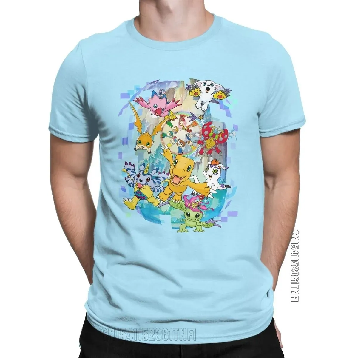 Digimon Adventure Agumon Men's T Shirts Amazing Tee Shirt Classic Short Sleeve Crew Neck T-Shirt Pure Cotton Adult Tops