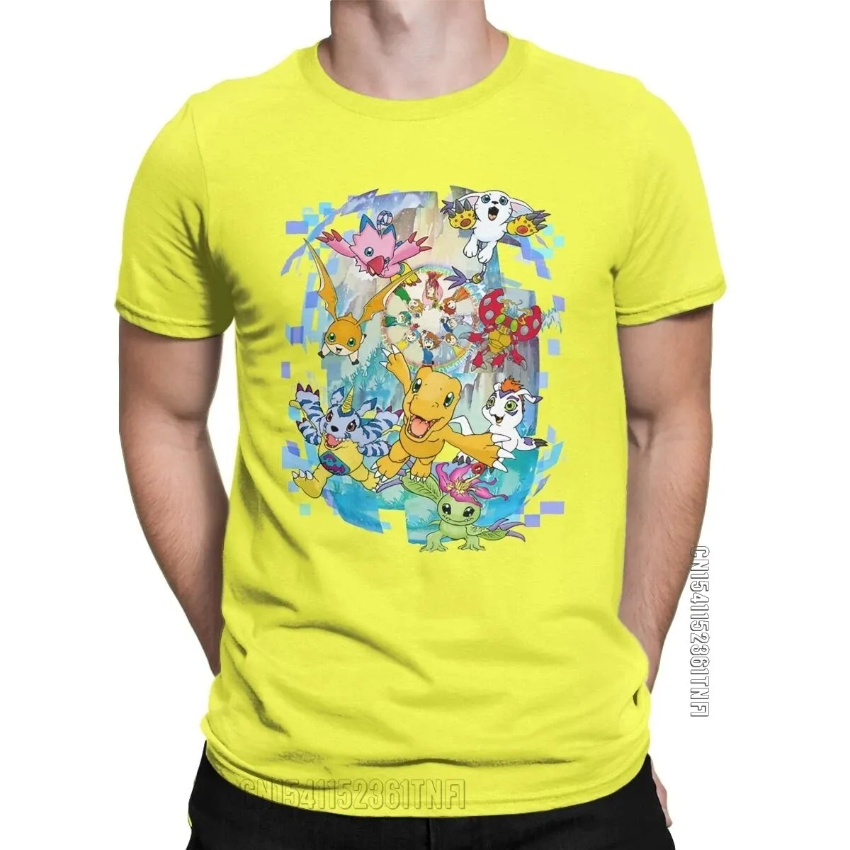 Digimon Adventure Agumon Men's T Shirts Amazing Tee Shirt Classic Short Sleeve Crew Neck T-Shirt Pure Cotton Adult Tops