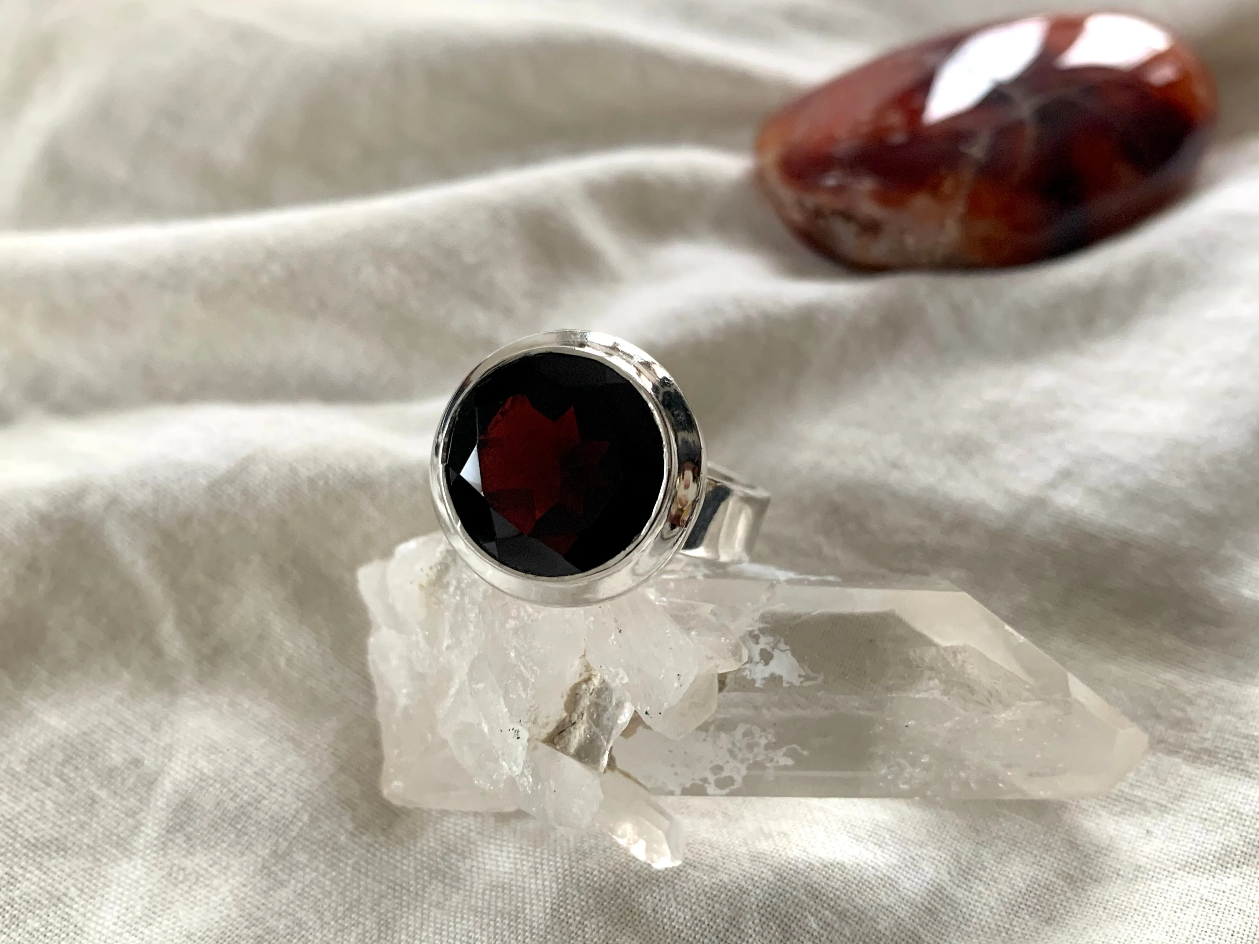 Garnet Ansley Ring - Round - US 9 (One of a kind)