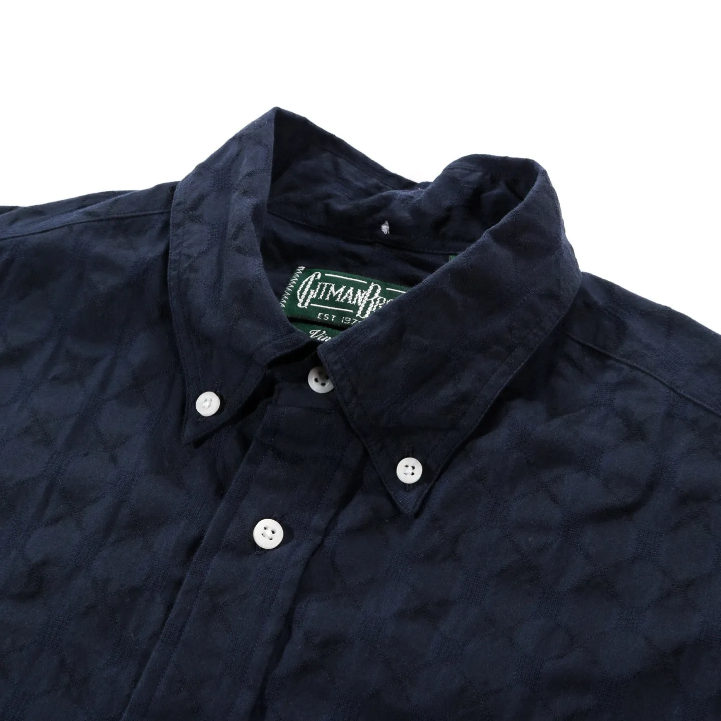 GITMAN VINTAGE BUTTON DOWN NAVY JAPANESE RIPPLE JACQUARD