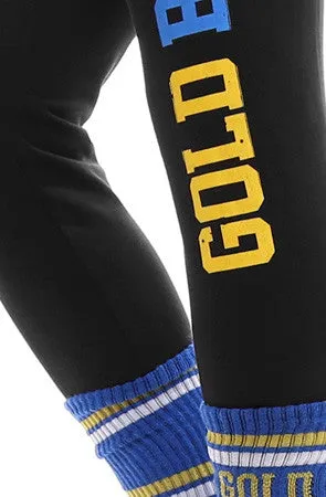 Gold Blooded (Women's Black/Royal Leggings)