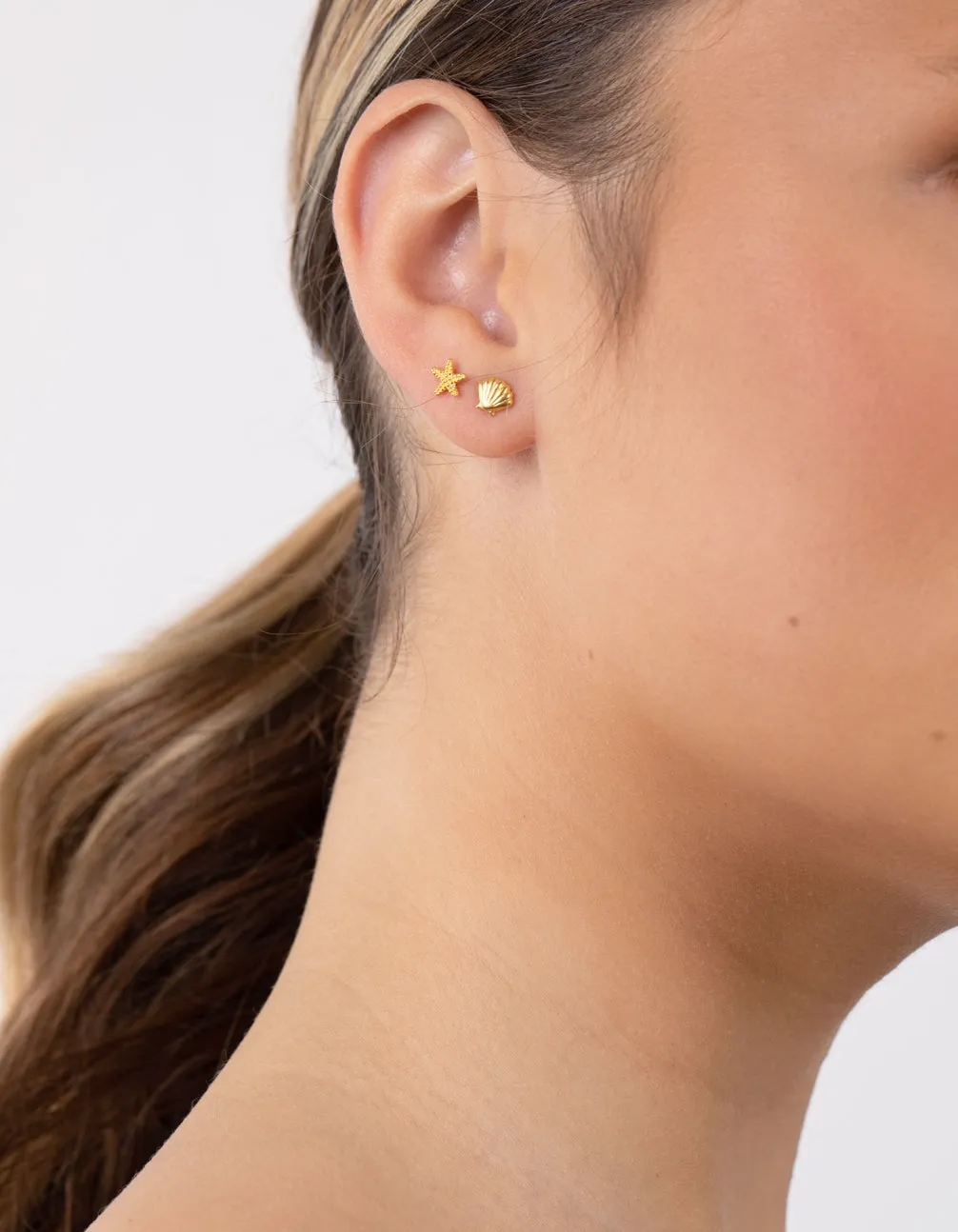 Gold Plated Sterling Silver Seaside Stud Earring Pack