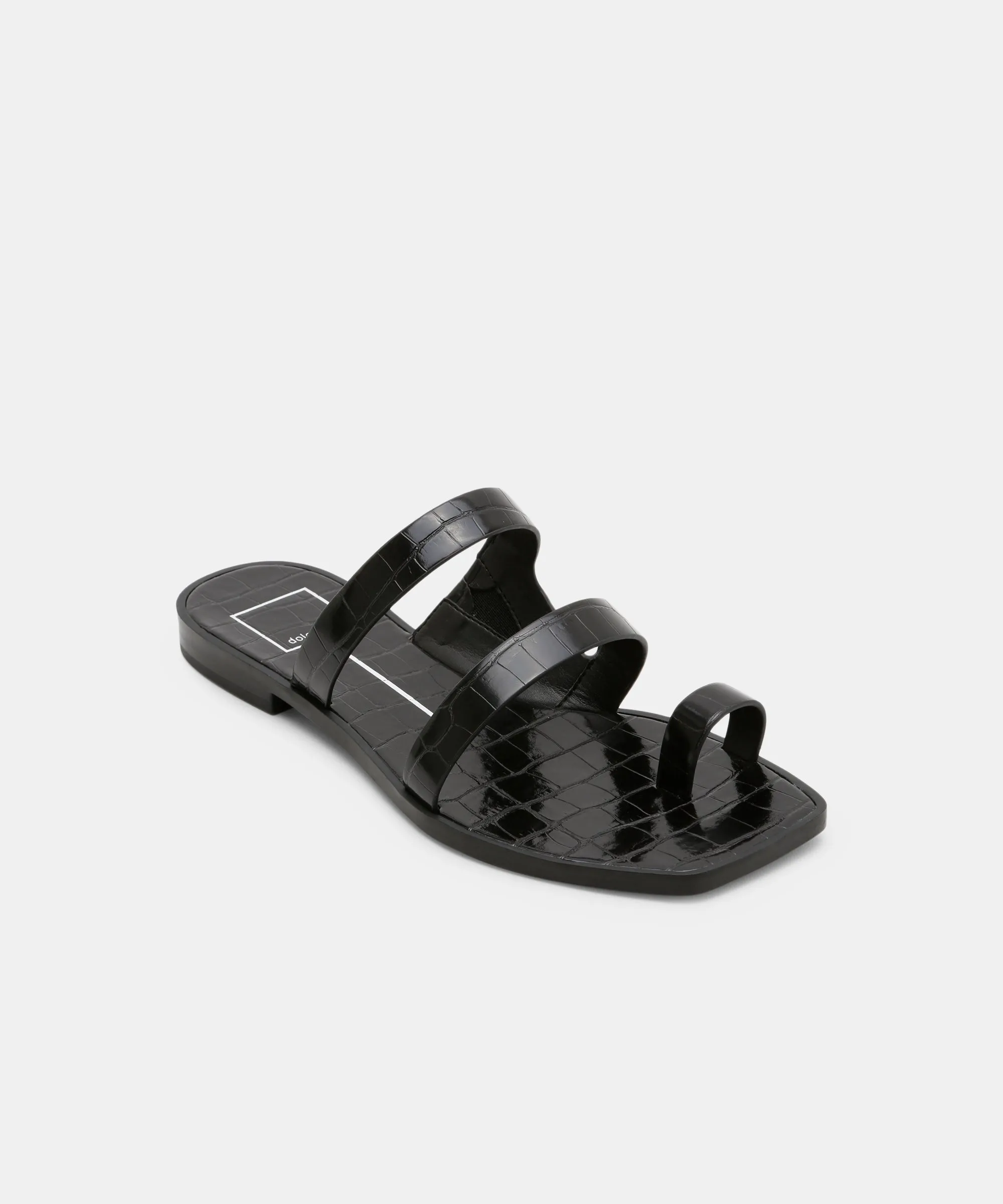 ISALA SANDALS BLACK CROCO EMBOSSED STELLA - re:vita