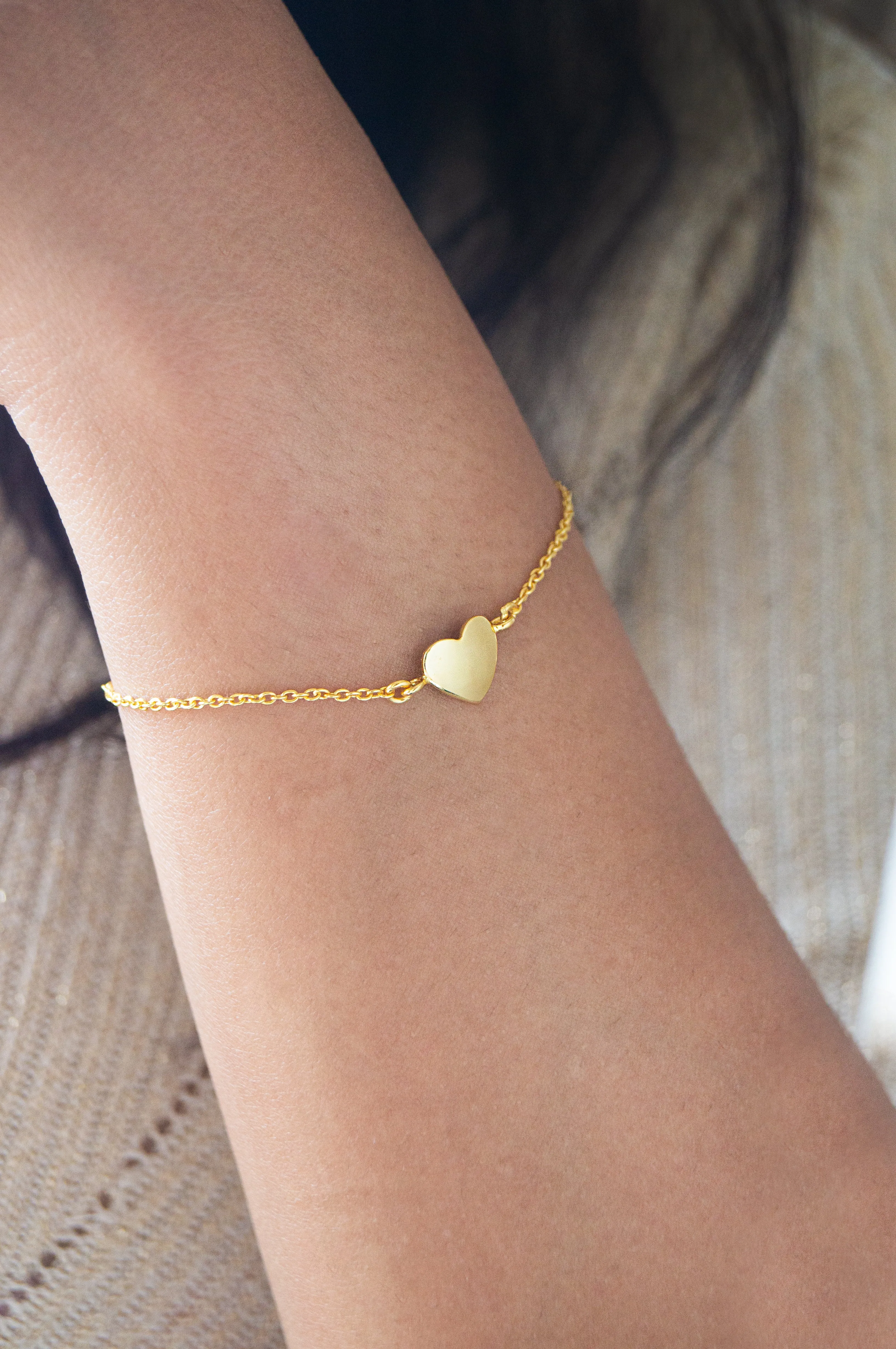 Just A Little Heart Gold Plated Sterling Silver Chain Bracelet