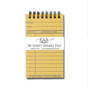 Library Card Memo Pad