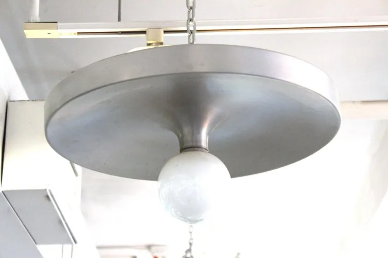 Lightolier Mid-Century Modern Metal Saucer Flush Mount Light