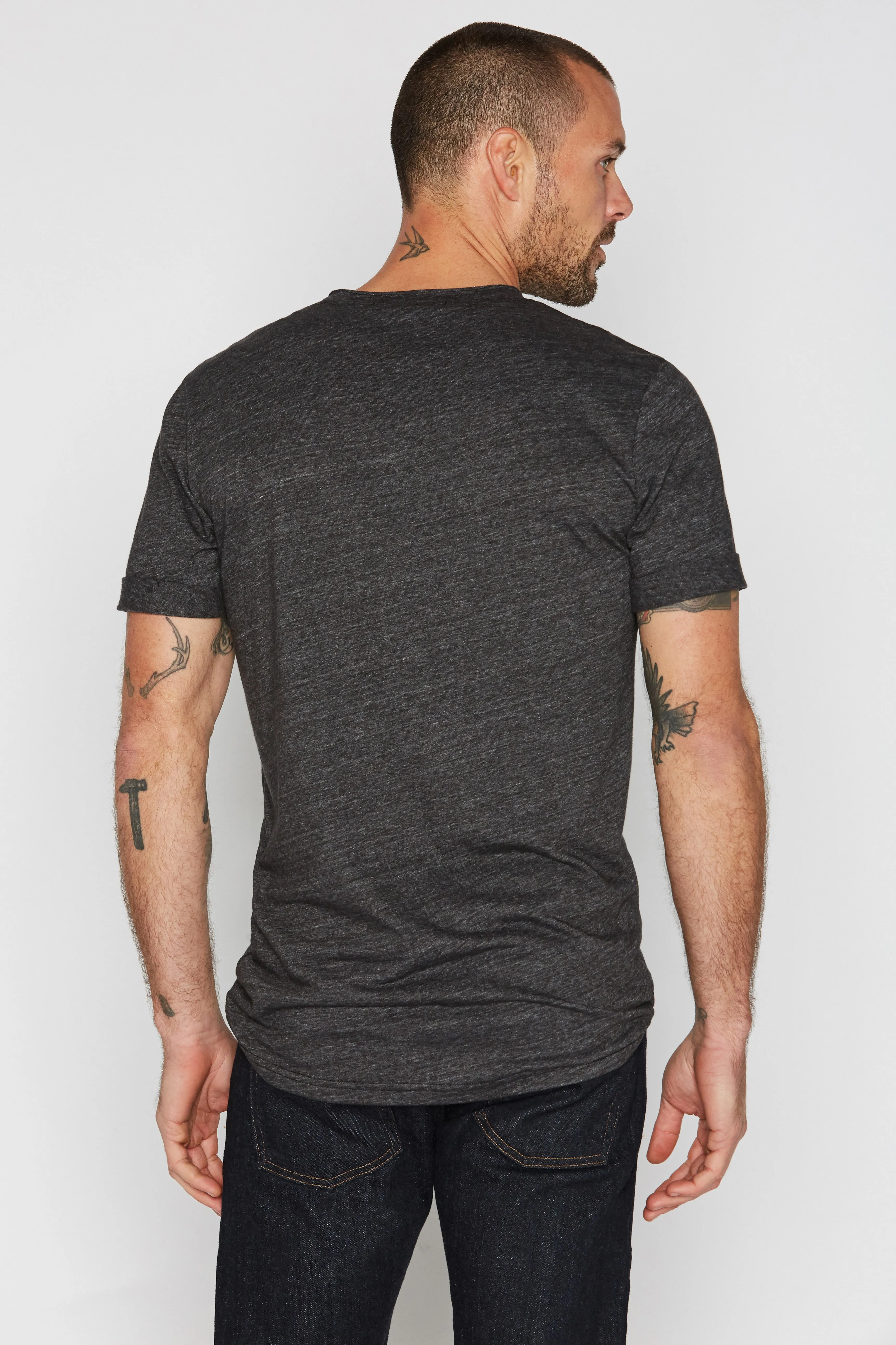 Men's Tri-Blend Stitch Sleeve V-Neck Tee