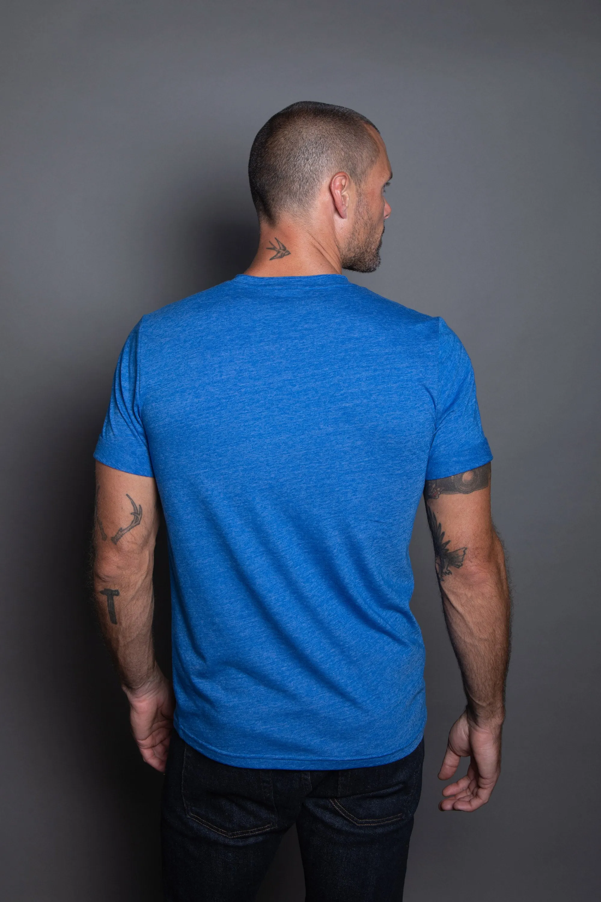 Men's Tri-Blend Stitch Sleeve V-Neck Tee