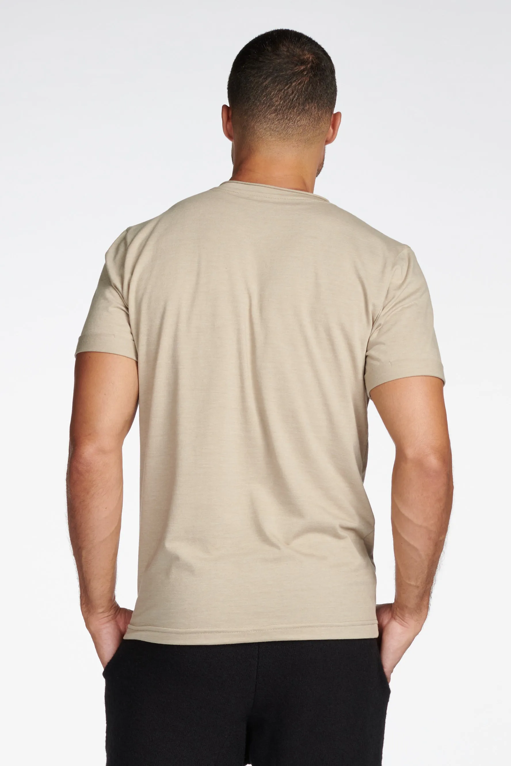 Men's Tri-Blend Stitch Sleeve V-Neck Tee