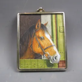 Miniature Watercolour Portrait Of A Horse Antique Art Deco c1920