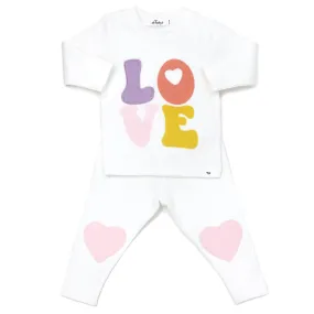 oh baby! Two Piece Set - LOVE  Applique - Cream