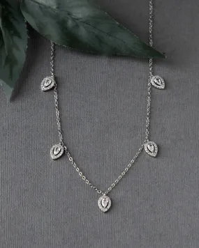 Pave Set Pear Cut Drops CZ Necklace