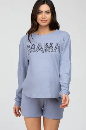 Periwinkle Mama Waffle Knit Maternity Pajama Set