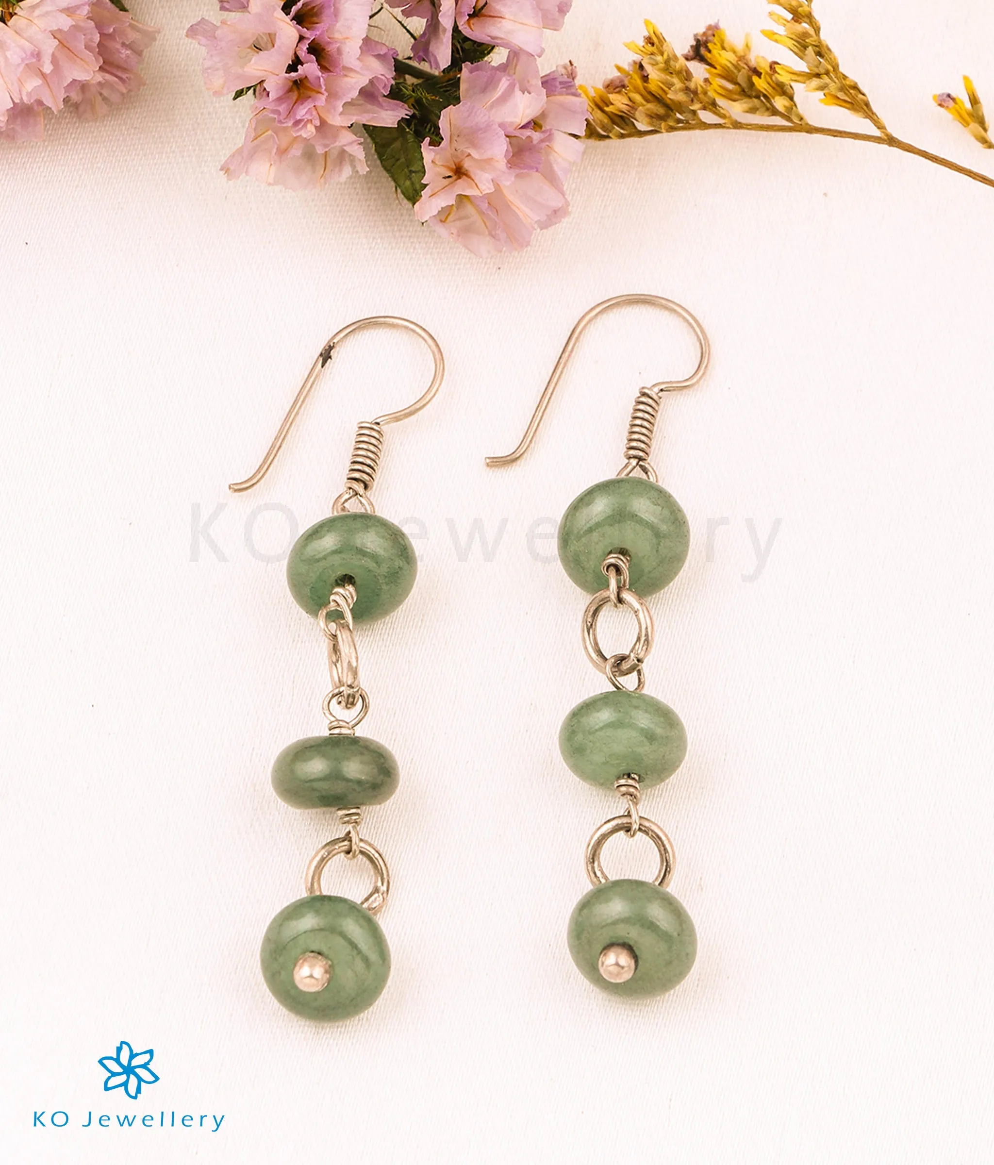 The  Green Onyx Silver Gemstone Earring