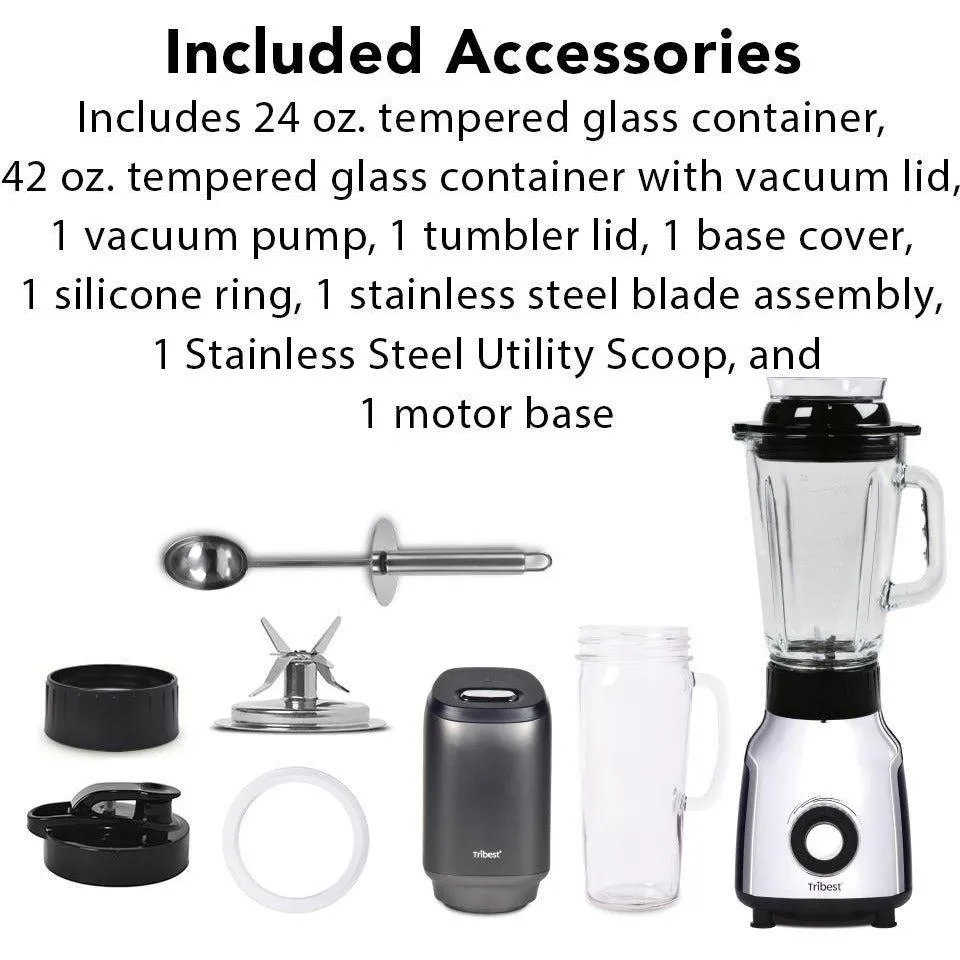 Tribest PBG-5001-A Glass Vacuum Blender, Personal Single-Serving Size