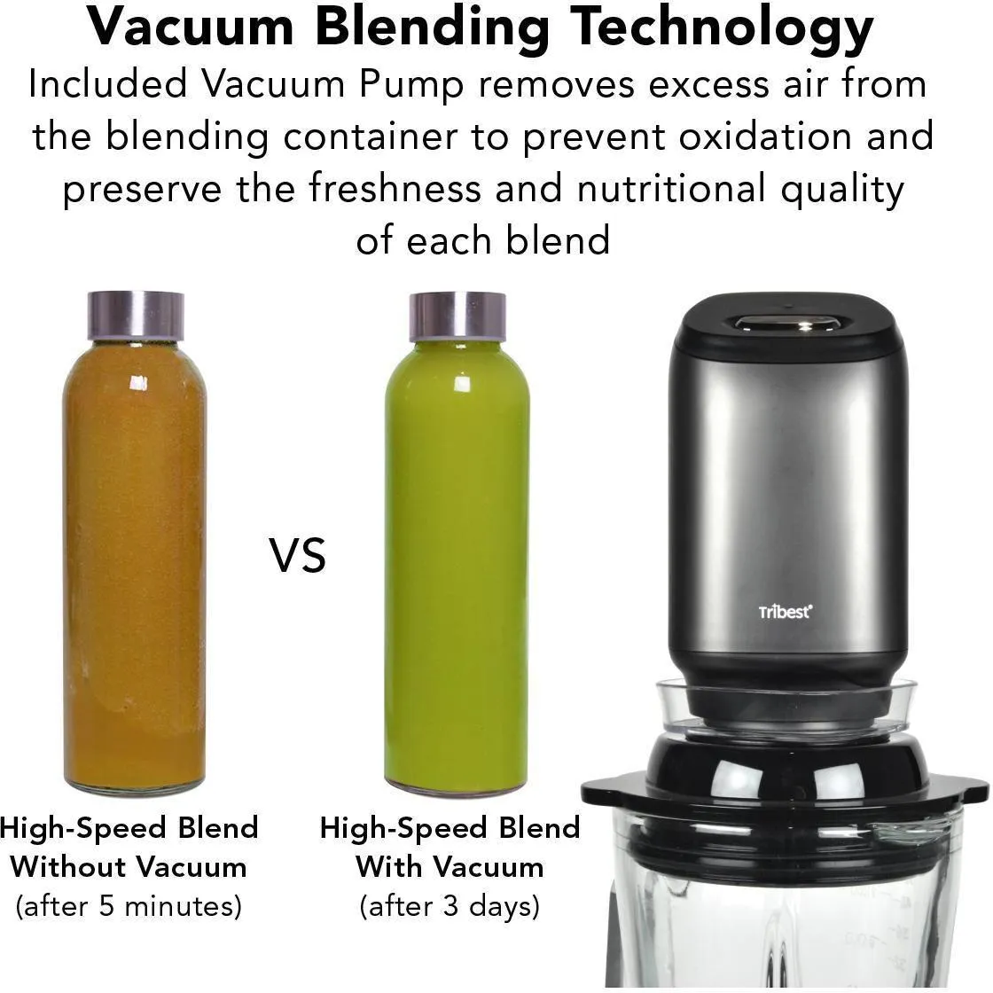 Tribest PBG-5001-A Glass Vacuum Blender, Personal Single-Serving Size