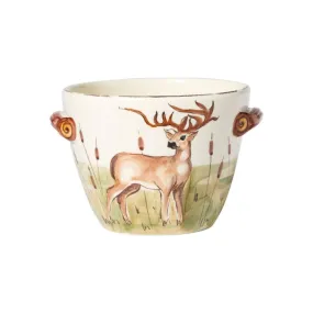 Vietri Wildlife Deer Handled Deep Serving  Bowl