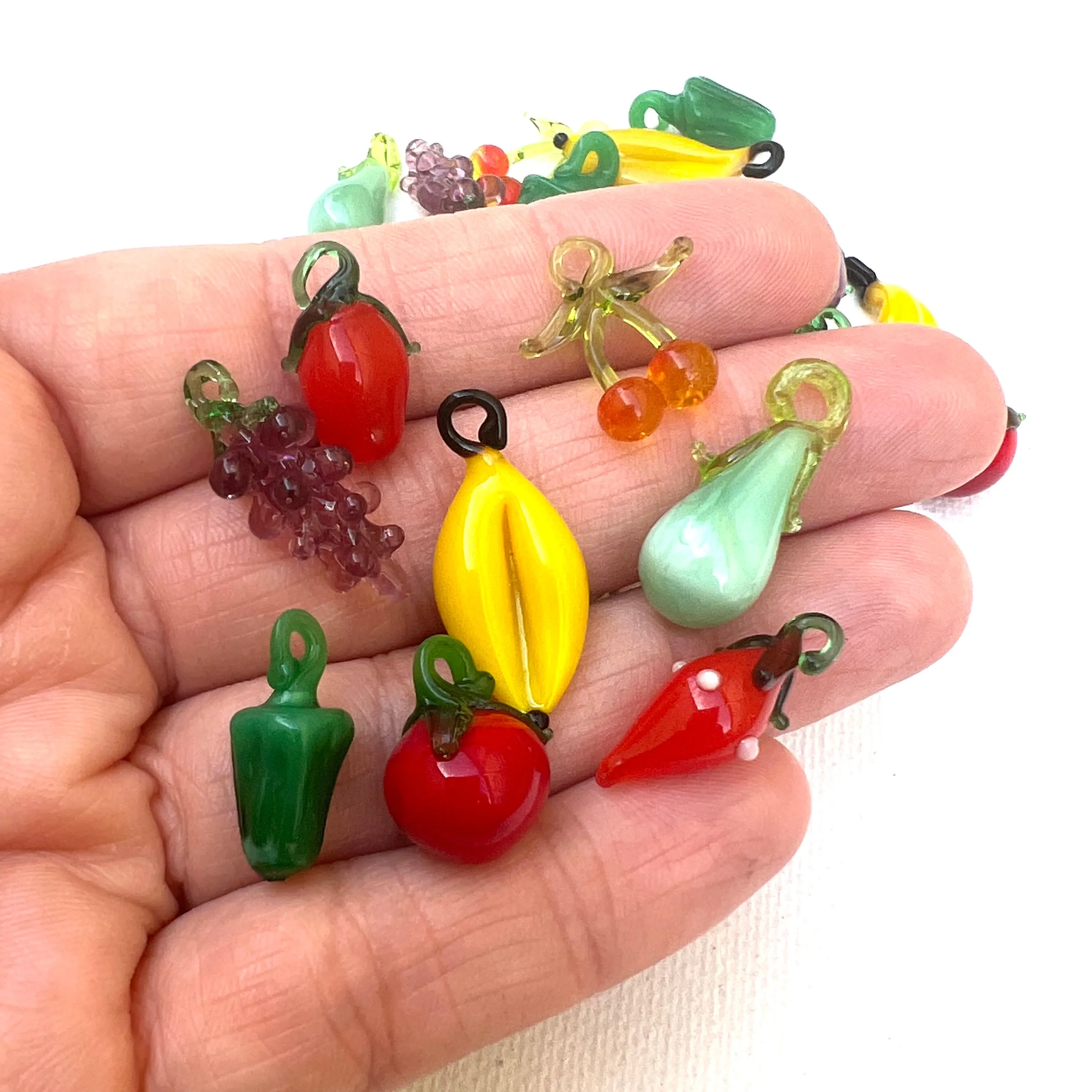 Vintage Glass Fruit and Veggie Charms