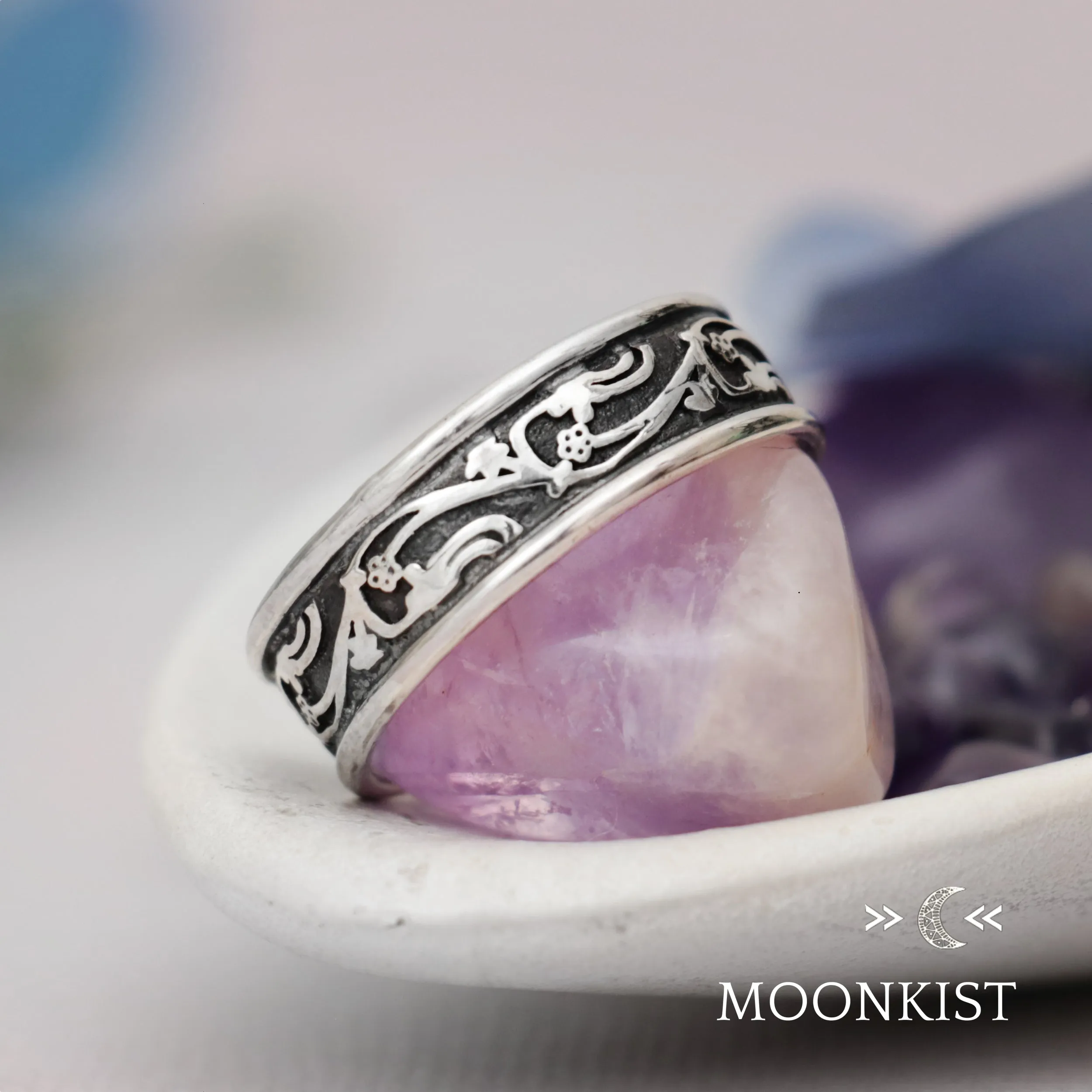 Vintage Vine Wide Wedding Band Ring | Moonkist Designs